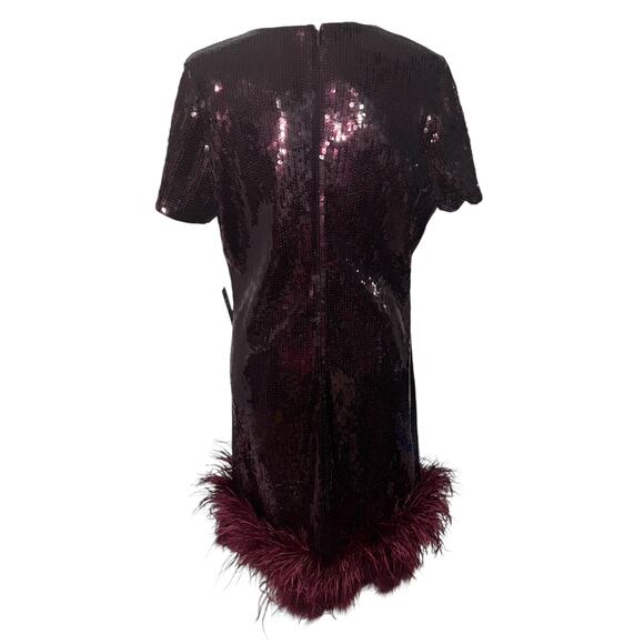 Express Womens Size XL Mini Dress Whimpsygoth Dark Romance Sequins Feather Hem - Picture 2 of 10